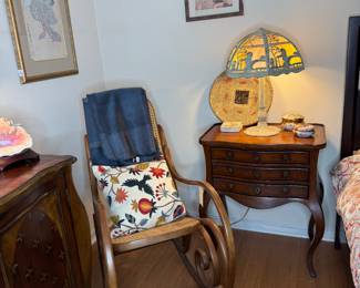 bentwood rocker, the perfect sized table for bedside, 