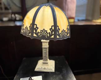 Small Antique Slag Glass Lamp