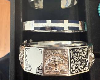 Chunky Sterling Bangles and Cuff