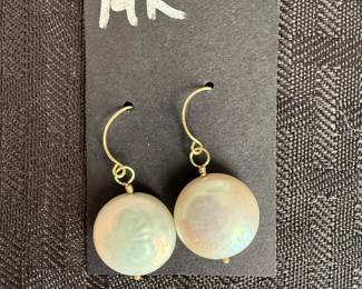 14k earrings With disc pearls