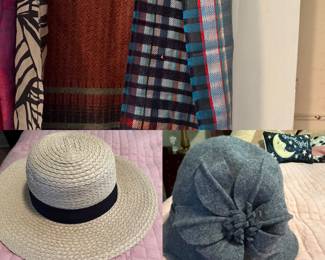 Wallace#Sewell Wool scarf, Wallace#Sewell  cashmere/silk scarf, wool felt hat, straw hat