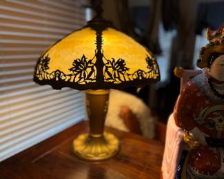 Antique Slag Glass Lamp