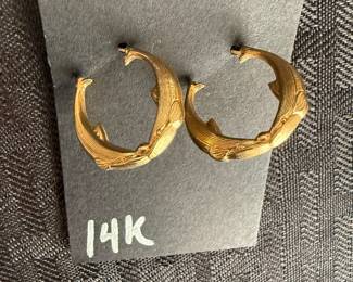14k Dolphin Hoops