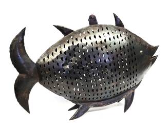 large metal fish hanging lantern