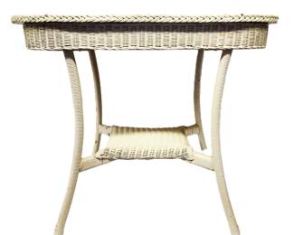 antique Lloyd Looms wicker console table w solid walnut top mint condition 