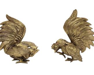 petite solid brass fighting cocks