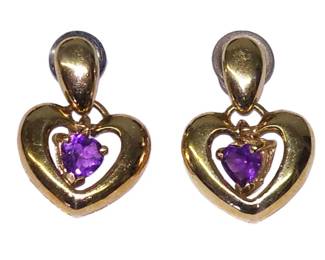 14k gold amythest earrings