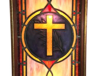 unique lighted leaded stained glass cross