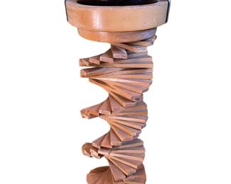 Vintage Ashtray Smoking Stand With Unique Ford Hubcap Base