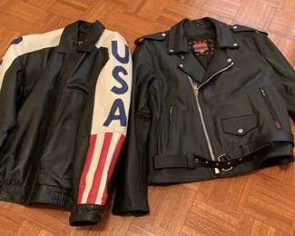Mens XL Interstate Leather Motorcycle Jacket and USA Leather Jacket