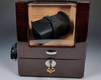 Locking Dual Watch Winder with Mahogany Finish, Contemporary