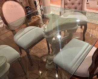 Table $400 - Each Chair $50 Will separate .  6 armless chairs sold - 2 end  chairs available 