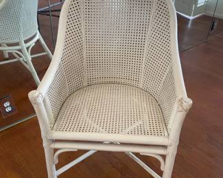 Set of 4 McGuire cane chairs, Vintage, painted. 