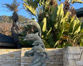 5’8” solid Brass Dolphin Fountain fitted w/ copper tubing.
