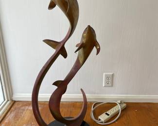 3.5 ‘ Brass Dolphin Sculpture
