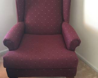 Maroon wing chair
