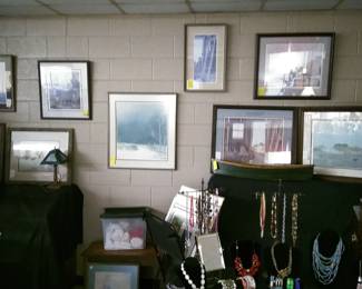 Large collection of framed and unframed Herb Jones prints. Framed original Wayne Fulcher water color.