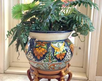 Beautiful Talavera Pot wFaux Plant