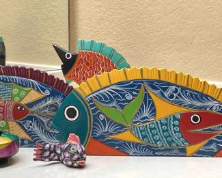 Hand Carved Painted Wood Fish