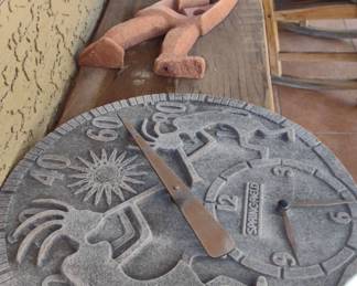 Terra Cotta Kokopelli Wall Art Stone Clock