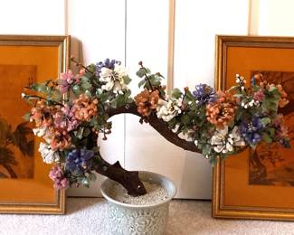 Rare Vintage Chinoiserie Jade Hardstone Bonsai Celadon Ceramic Pot