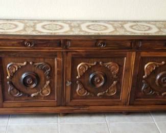 Gorgeous Brazilian Carved Wood Side Huntch