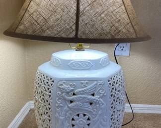 Vintage Reticulated Dragon Lamp