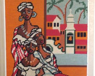 Beautiful Hand Needlepointed African Woman