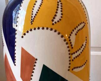 Colorful Tall Sun Motif Ceramic Vase