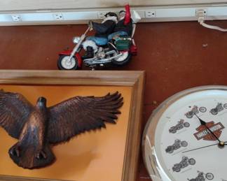 Motorcycle Santa, Harley Davidson Clock, Copper Eagle