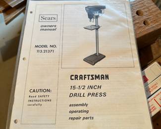 Sears Craftsman 15 1/2” Drill Press – Model No. 113.21371
