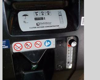 DeVilbisss 5 Liter Oxygen Concentrator. Note: Powers up and seems to work as designed. $600.00