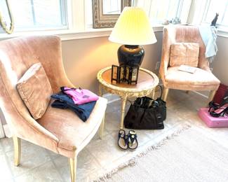 Vintage French chairs and accent table