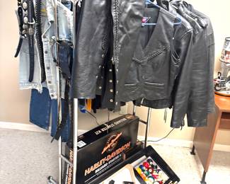 Lots of Harley Davidson clothing and accessories for men and women 