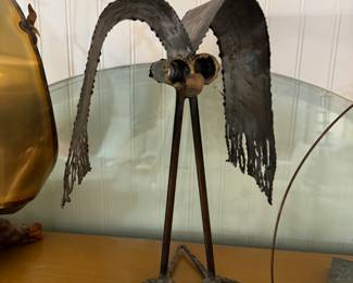 Vintage Metal Owl Sculpture 