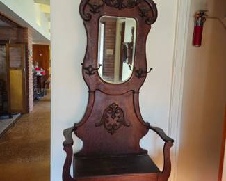 Oak hall tree with bench with storage