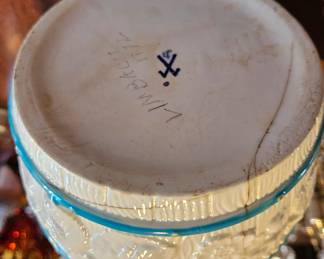 Showing maker's mark and cracks. Pot does not leak. Gorgeous display accessory if not used for tea.