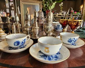 Cups and saucers are sold individually. Meissen crossed sword mark.