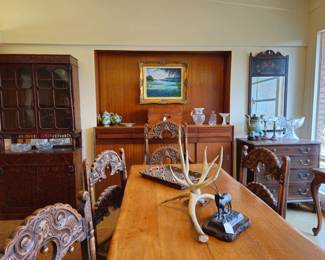 Fabulous dining table and carved chairs