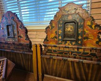 Pair of hand painted twin headboards