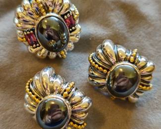 David Yurman style ring and earrings