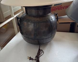 One of a pair of contemporary metal lamps