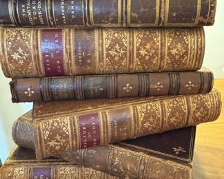 Antique leather bound books