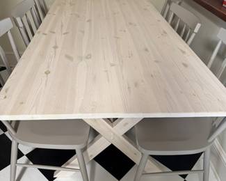 PICKLED KITCHEN TABLE AND 6 CHAIRS
