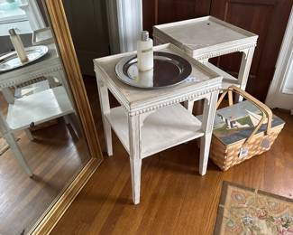 Pair of painted tables in the back bed room