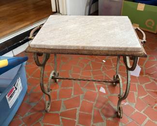 Marble top wrought iron table