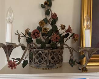 ONE OF A PAIR OF VINTAGE TOLE SCONCES