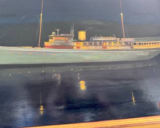Framed boat by artist, Sam Huff