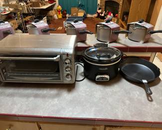 Oven $20, Crockpot $15, Castiron Skillet $12