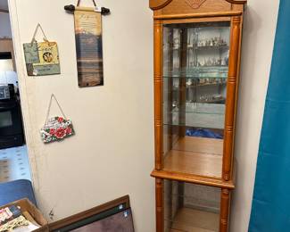 We have two Oak Curio cabinets available.  They are $75 each